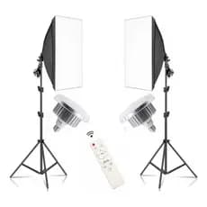 Kit Youtuber 2 Softbox 50x70 E27 Luz + 2 Tripés De 2 Metros