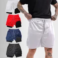 Kit 5 Shorts 2 E 1 Masculino Duplo Academia Compressão Verão