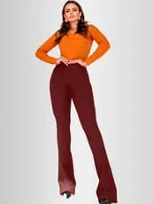 Calça Flare Piquet Bailarina Boca De Sino Tecido Grosso Moda