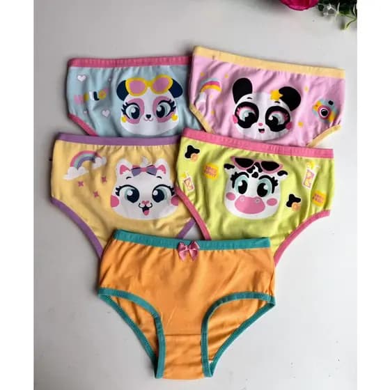 Calcinha Infantil para Menina com 5 unidades Princesas  Bebe Colorida Desfralde