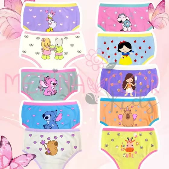 Kit com 5  Tanga Criança Calcinha Infantil Para meninas Algodão Confortavel e lindas