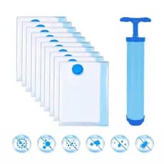Kit 10 Sacos a Vácuo Organizadores de Roupa 40x60cm Com Bomba Manual para organizar roupas, mala, viagem e guarda rouaps