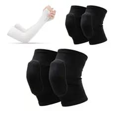Kit Conjunto Joelheira Compressao com Cotoveleira de Proteção e Manguito Branco Anti UV Esportes Volei Danca Goleiro