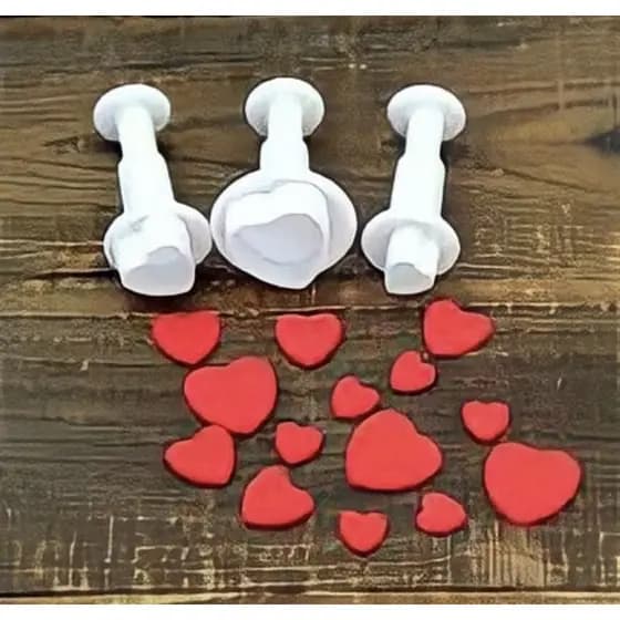 Kit Cortador Ejetor Mini Corações Pasta Americana E Biscuit -Envio Rapido
