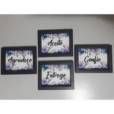 KIT com 4 quadros moldura tendência papel cartão