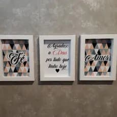 Kit com 3 quadros artesanal tendência  moldura papel cartão relevo