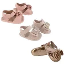 Sandália Infantil Menina  Sandálinha  Bebê Recem Nascido  Kit 3 Pares Sola Leve Macia Confortável