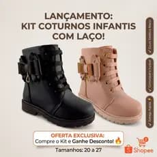 Coturno Bota  Infantil Menina Kit 2 Pares Leve Solado Antiderrapante