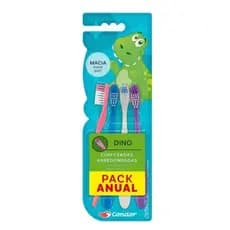 Kit 4 escovas dental infantil Dino Condor com cerdas arredondadas Macia
