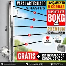 Varal de Roupa de Parede Retrátil para Quintal 20 Metros