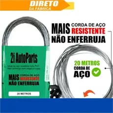 Varal Fio De Aço Encapado Plastificado 20 Metros + 2 Presilhas