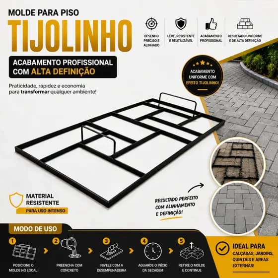 Forma Imitação De Tijolinho Para Estampar No Concreto 60cm x 30cm