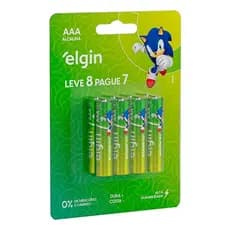 Pilha Alcalina Aaa Palito 1,5v LR03 Blister 8 Unidades Elgin
