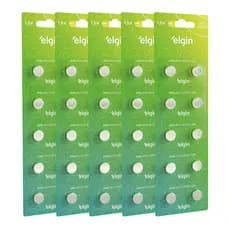 Kit Blister Cartela 50 Pilhas Moeda Alcalina Lr44 1,5v Elgin