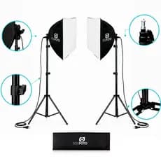 Kit Iluminação Profissional Compacta 40x40 com Tripé 2m Opção Simples e Dupla Foto Produto Maquiagem