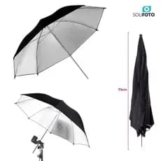 Sombrinha Guarda Chuva Refletor Preta e Prata Sou Foto SPP Iluminação Estúdio Profissional