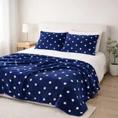 Cobertor Casal Flannel Poá 3 Peças 2,40x2,50 Macio Quentinho com Fronhas