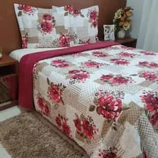 Coberdrom Queen Com Porta Travesseiro Dupla Face 3 Peças com Manta Soft