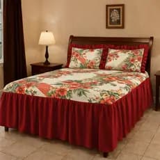 Colcha Lorena 3 Peças Sarja Estampada com Babado Solteiro Casal Queen King