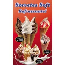 baner sorvetes 1,00m alt x 60 cm fundo vermelho
