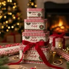 Kit 4 Latas Decor Feliz Natal Biscoitos Doces e Presentes