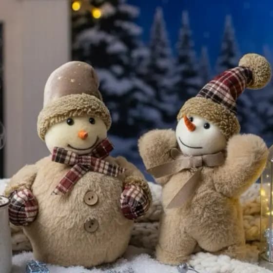 Bonecos de Neve Decorativo Pelúcia Natal Enfeite Mesa