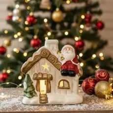 Casinha de Natal Iluminada c/ LED - Decoração de Mesa e Enfeite Luminoso Premium
