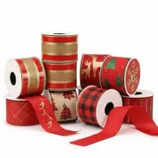 Fitas Natalinas Decorativas 3,8 cm X 9,14 metros Laços Árvore Presente Natal Festas Enfeites