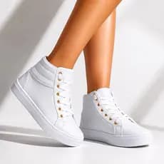 Bota Casual Feminina, Tênis Botinha Feminina Cano Alto, Médio Adulto em Alta, Moda Academia e Lazer