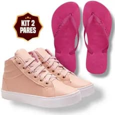 Kit 2 Pares, 1 Botinha casual + 1 Chinelo Tradicional a Sua Escolha