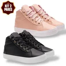 Kit 2 Pares Bota Casual Feminina Cano Curto Tênis Botinha Dia a Dia Promoção Relâmpago