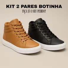 Kit 2 Pares Tênis Botinha Feminina Casual Original Lançamento Minimalista - Promoção Envio Imediato