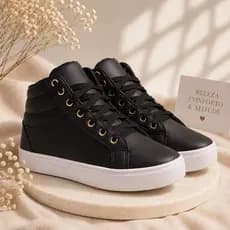Tenis Feminino Botinha Casual, Cano Médio, Para o Dia a Dia!