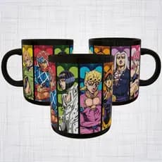 caneca porcelana jojos bizarre adventure personagens Golden Wind Giorno Giovanna