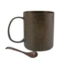 Caneca ecológica fibra de coco com colher lisa 350 ml