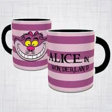 Caneca Porcelana gato que ri Alice no pais das maravilhas disney