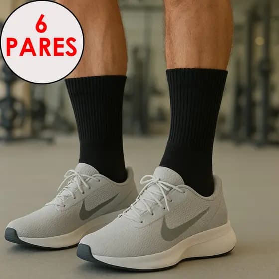 Kit 6 Pares Meias Hoahi Cano Alto Longo Algodão Meia Grossa Frio Academia Esportiva Unissex Casual