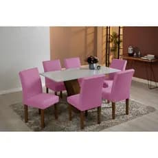 Kit 4 Capas Para Cadeira Jantar Com Elástico - Rosa