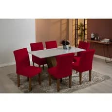Kit 4 Capas Para Cadeira Jantar Com Elástico - Vermelho