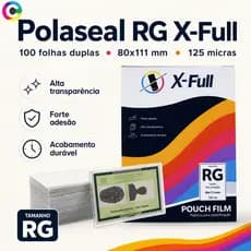 Plástico para Plastificação Polaseal RG X-Full Identidade 100 Folhas duplas 80x111mm 125 Micras