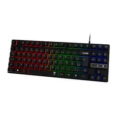 Teclado Gamer 80% Clanm Rift Membrana LED Rainbow ABNT2 USB 88 Teclas Multimidia Numerico Preto