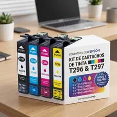Kit 4 Cartuchos Compatível Epson Cor T296 T297 Xp231 Xp241 Xp431 Xp441 Impressora Tinta Escritório