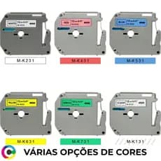 Fita Compatível Brother PT-70 PT-80 12mm Refil Rotulador Etiquetas Coloridas Resistente à Água