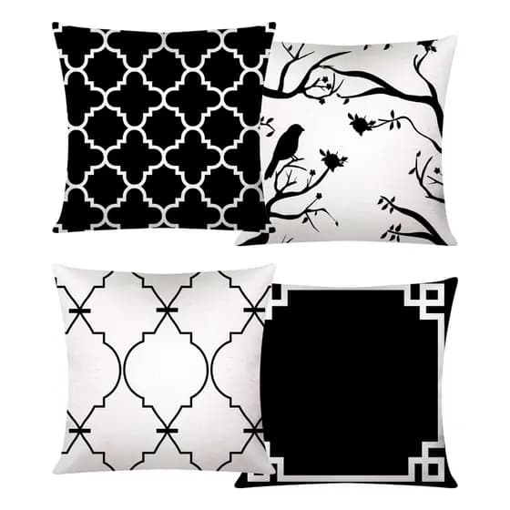 Kit 04 Capas De Almofada 42x42 De Luxo Estampa Passarinho