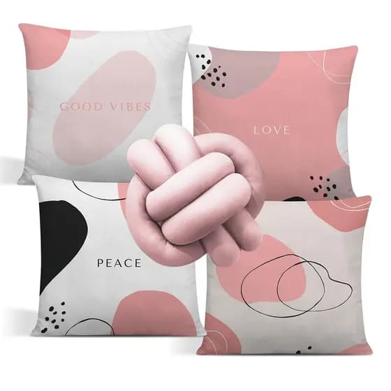 Kit 04 Almofada Cheias Estampadas Mais Nozinho Decorativa