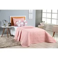 Kit Cobre Leito Solteiro Pink 2,20x1,60 Porta Travesseiro Mais Duas Almofadas Flor Premium Lindas Luxo