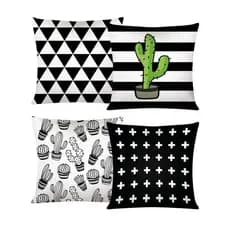 Kit 04 Capas De Almofada 42x42 De Luxo Estampa Cactos