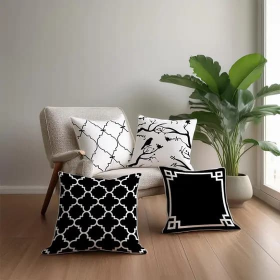 Kit 04 Capa De Almofada 42cm x 42cm Decorativa Modernas Modern Print