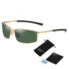Óculos de Sol Casual Esportivo Polarizado UV400 Armação Metal AORON Dourado Preto Azul
