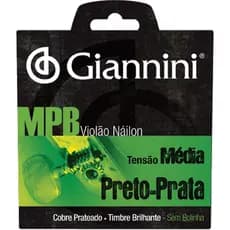 Encordoamento Para Violão Nylon Preto-prata Tensão Média Sem Bolinha Genwbs